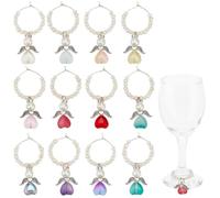 SUNNYCLUE 12 breloques en Perles pour Verre à Vin Anneaux en Alliage Coloré Ange Breloque à Vin Identification de Boisson Étiquettes pour Verres à Pied Mariage Saint Valentin Boissons Dégustation de V