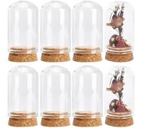SUNNYCLUE 12 mini Couvercle en Forme de Dôme en Verre de 30x50 mm, Mini Pot en Verre, Affichage en Verre, Cloche en Verre avec Base en Liège, Mini Cloche, Petites Bouteilles en Verre pour Mariage, Mai