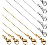 SUNNYCLUE 12 PACK 16 pouces / 0.4 m 1 mm Chaînes de Collier en Acier Inoxydable Chaînes de Fabrication de Collier en Vrac en Métal Or Argent Fermoirs à Griffes de Homard Chaîne à Maillons de Câble pou