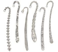 SUNNYCLUE 12 pièces 6 styles Crochet Signet Argent Épingle à Cheveux Signet en Vrac Alliage Rétro Tibétain Style Chinois Branche de Fleur Signets Résultats avec Trou Marque-Page Vierge pour L'Artisana