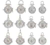 SUNNYCLUE 12Pcs Médaillon Charms Cage Charms Porte-Pierre Charme Cage Pendentifs Diffuseur Médaillon Pendentifs Métal Cristal Supports Ouvrants Pierre Supports pour la Fabrication de Bijoux Charmes Fe
