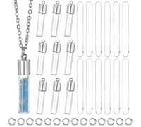 SUNNYCLUE 12Set Kit de Fabrication de Collier de Fiole Pendentifs de Fiole de Sablier Fait à la Main en Verre Transparent Bouchon à Vis Bouteille Charms Collier Chaîne et Anneaux de Saut