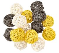 SUNNYCLUE 15 boule Décorative en Rotin Tressé Bicolore (Noir Blanc Jaune) de 32cm ({3} pouces) Idéale pour Décorer Vases Coupes et Décorations Suspendues pour la Maison le Jardin les Mariages et les F