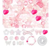 SUNNYCLUE 150 Pcs 13 Style Acrylique Assortiment Perles Pastel Perles Transparent Fleur Perles Bonbons Facette Étoile Coeur Papillon Perle Perles Rondes pour la Fabrication de Bijoux Adultes DIY Brace