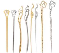 SUNNYCLUE 16 pièces 8 styles de Marque-Page en Métal en Alliage, Marque-Page en Vrac Argent Or Plume Fleur Phénix Chinois Bâton de Cheveux Animal Épingle à Cheveux Signet pour L'Artisanat Bricolage Fa