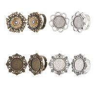 SUNNYCLUE 16pcs 4Style Bague Vierge Réglable Bagues Vierges Base Vintage Fleur Anneau Plat Base Cabochon Anneau Supports Antique Argent Bronze Femmes Adultes Bricolage Artisanat