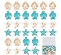 SUNNYCLUE 1boîte 120+60pcs Perles de Tortue de Mer Turquoise Étoile de Mer Perle Vrac Blanc Bleu Synthétique Turquoise Tortues Charmes Tortue Mer Océan Animal Perle pour la Fabrication de Bijoux Kit