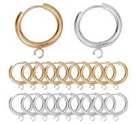 SUNNYCLUE 1boîte 12pcs Huggie Hoop Leverbacks 18mm Leverback Boucles d'oreilles en Acier Inoxydable Plaqué Or 24K Levier Arrière Boucles d'oreilles Crochets Ronds à Charnières Buckles Earrings Croch