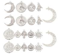 SUNNYCLUE 1Boîte 20 pièces 10 Breloques de Tarot en Acier Inoxydable Breloque Soleil Breloques Magiques Énergie en Vrac Amulette Porte-Bonheur Breloque Champignon pour Fabrication de Bijoux Breloques