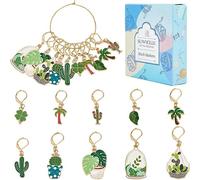 SUNNYCLUE 1boîte 20 pièces Marqueurs de Point Mignon Fermoir Homard Breloques Plantes Vertes Cactus Marqueur de Point Crochet Marker Item Tricot Amovibles Markers Crochet en Métal
