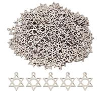 SUNNYCLUE 1Boîte 200pcs Breloques Étoile de David Breloques Étoile en Acier Inoxydable Breloque Étoile à 6 branches Double Face Petite Breloque Étoile Juive Découpée au Laser Breloque Lukcy pour la Fa
