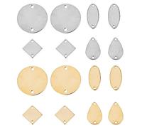SUNNYCLUE 1boîte 32pièces en Acier Inoxydable Connecteur Breloques Estampage Blancs Plat Rond Pièce Ovale Breloque Carré Liens Connecteurs Larme Métal Breloques de Liaison pour la Fabrication de Bijou