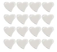 SUNNYCLUE 1Boîte 50Pièces Estampage Étiquettes Vierges 304 breloques de Coeur en Acier Inoxydable Étiquette en Métal Vierge Breloque D'Amour Chien Chat Animaux Message Mot Étiquette Breloque Coeur Bre