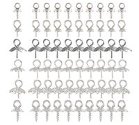 SUNNYCLUE 1Boîte 60Pcs 6Style Pendentifs Pincée Charme Connecteur Conclusions Pendentif Bélières Fermoirs en Acier Inoxydable Coupe Perle Peg Bélières Broche Pendentifs pour la Fabrication de Bijoux