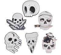 SUNNYCLUE 1boîte 6pièces Épingles de Tête de Mort Épingles en Émail Tête de Mort Halloween Broche en Émail Squelette Gothique Broche Broches Émail Broches Mignon Mini Revers Épingles en Émail pour Sac