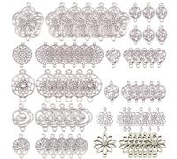 SUNNYCLUE 1Box 10Styles 15-31mm Fleur de Vie Connecteurs Breloques Fleurs pour la Fabrication de Bijoux Fournitures Artisanales Conclusions de Bijoux Accessoire Collier Bracelet Grande Taille