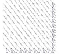SUNNYCLUE 20 PACK 16 pouces / 0.4 m 2.5 mm Chaîne de Collier en Acier Inoxydable en Vrac Collier en Argent Faisant des Chaînes en Métal Fermoirs à Pince de Homard Chaînes Lien pour la Fabrication de B