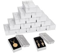 SUNNYCLUE 20 PCS 3x2x1 pouces Boîtes à Bijoux en Carton Blanc Coffrets Cadeaux Vides Petite Boîte en Papier avec Ruban Bowknot Couvercles Étuis pour Boucle D'Oreille Bijoux Charms Collier Bracelet Boî
