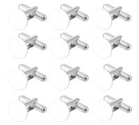SUNNYCLUE 20 pcs Boutons de Manchette en Argent Boutons de Manchette Ronds Plats en Laiton Platine Chemise Boutons Ronds Paramètres de Boutons de Manchette pour Boutons de Manchette pour Hommes Affair