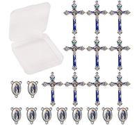 SUNNYCLUE 20 PCS Croix et Centre Médaille Miraculeuse avec Alliage Émail Crucifix Croix Pendentifs et Oval Chandelier Liens pour Perles Collier Fabrication