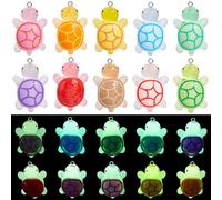 SUNNYCLUE 20 pièce de 10 couleurs Phosphorescentes Figurines Miniatures de Tortues en Résine Animaux de la Mer et de L'Océan Breloque pour la Fabrication de Bijoux Breloques Décoration de Jardin Micro