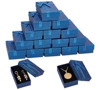 SUNNYCLUE 20 pièces 3x2x1 pouces Petites Boîtes à Bijoux en Carton Papier Vide Bleu avec Ruban Boîte à Nœud Papillon Étuis en Vrac pour Boucles D'Oreilles Bijoux Bague Breloques Colliers Bracelet Boît