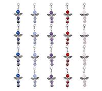 SUNNYCLUE 20 pièces Breloques d'ange Pierre Précieuse Chakra Pendentifs Ange Gardien Fée Mixte Pierre Balancent Breloques avec Fermoirs à Griffes de Homard