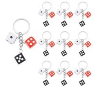 SUNNYCLUE 20 pièces Porte-clés dés Porte-clés dés en vrac Pack résine blanc rouge noir cubique carré Casino Night Poker Game Pendentif Cadeaux Porte-clés pour cadeaux d'anniversaire Souvenirs Décorati