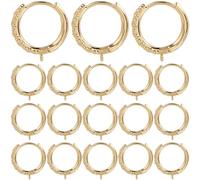 SUNNYCLUE 20 pièces Véritable bague huggie plaqué or 18 carats trouvailles huggie anneau boucle d'oreille recherche laiton rond français boucles d'oreilles anneaux avec boucles en vrac pour la