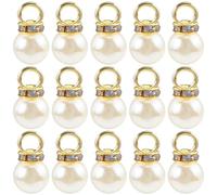 SUNNYCLUE 200 breloque en Fausse Perle en Plastique ABS Imitation Perle Blanche avec Strass en Alliage pour la Fabrication de Bijoux Colliers Boucles d'oreilles Porte Clés Bracelets Loisirs Créatifs