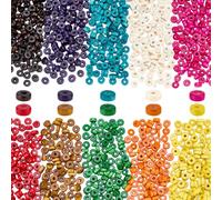 SUNNYCLUE 2000 pièce de Perles Rondes Plates en Bois de 10mm 8 Couleurs Perles en Bois Colorées en Vrac Disques Ronds Naturels Rondelles avec Trou pour la Création de Bijoux Bracelets D'Amitié et Acc