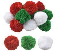 SUNNYCLUE 24 Boule de Pompon de Noël en Laine 3 Couleurs Rouge Blanc Vert 15(6) cm Douce et Moelleuse pour Décoration de Costumes de Vacances Bricolage Décoration de Fête Projets D'Artisanat