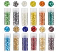 SUNNYCLUE 24 Flacon de Perles de Rocaille en Verre de 120g et 3mm 8/0 Perles Rondes Petites Perles Mignonnes Vertes et Rouges Cristal Mélangé Transparent pour la Fabrication de Bijoux de Bracelets de
