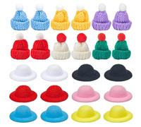 SUNNYCLUE 24 mini Bonnet de Noël en Tricot avec Pompon Mini Chapeaux Tricotés Petit Chapeau de Père Noël Chapeau Rond Mini Chapeaux de Noël Petits Chapeaux Tricotés en Vrac pour Ornements D'Arbre de N