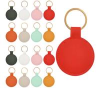 SUNNYCLUE 24Pcs gravure porte clés blanc rond porte clés en cuir or Pu porte clés en cuir en vrac personnalisé double côté coloré porte clés blancs pour gravure artisanat bricolage cadeaux fournitures
