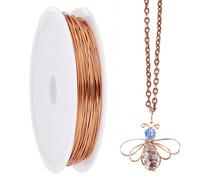 SUNNYCLUE 25M Fil de Cuivre Pliable 0.6mm Calibre 22 Fil D'Artisanat Fils de Perles Fils de Perles de Cuivre Or Rose Fils de Cuivre Résistants au Ternissement Fil Métallique Artisanat pour la Fabricat