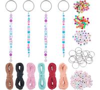 SUNNYCLUE 286 kit de Fabrication de Porte Clés Perles en Forme de Lettre Perle en Forme de Cœur Perle en Acrylique Transparente Perles de L'Alphabet Perles Rondes D'Espacement en Vrac Porte Clés pour