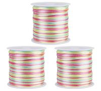 SUNNYCLUE 3 rouleau de 150 mètres/137 m de Cordon en Nylon Coloré de 1mm pour Bijoux Cordon en Satin Queue de Rat Macramé Tricot Couture avec Bobine en Plastique pour la Fabrication de Bracelets D'Ami