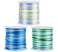 SUNNYCLUE 3 rouleau de 3 couleurs 150 mètres/137 m 1mm de Cordon en Nylon pour Bijoux Perles Bleu Vert Jaune Satin Queue de Rat Macramé Corde à Tricoter pour la Fabrication de Bracelets D'Amitié Brico