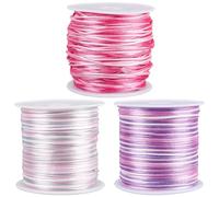 SUNNYCLUE 3 Rouleau de Fil en Nylon de 3 Couleurs 150 mètres/137 m 1mm pour Bijoux Enfilage Rose Violet Satin Queue de Rat Macramé Tricot Cordon avec Bobine pour la Fabrication de Bracelets D'Amitié