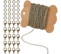 SUNNYCLUE 32.8 pied/10 m 2.5mm Chaîne Ovale Maillons Ensemble de Chaîne en Bronze Métal Antique Laiton O Anneau Rond Câble Liaison Kit avec Anneaux de Jonction Alliage Mousqueton Fermoirs pour Bijoux