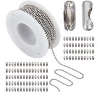 SUNNYCLUE 32.8 pieds / 10 m 1.5 mm Chaîne de Perles en Acier Inoxydable Chaîne de Boules de Perles en Argent Chaînes D'Étiquettes de Chien en Perles en Métal Connecteurs de Rouleau Fermoirs D'Extrémit