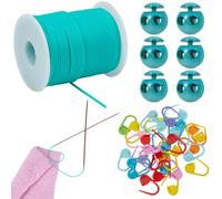 SUNNYCLUE 36 marqueur de Tricot Crochet Cordon en Caoutchouc Vert D'Eau Pince à Aiguille Verrouillable Compteur avec Bouchons et Cordons à Bijoux pour Femmes Projets de Bricolage Fournitures de Noël C