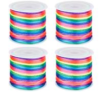 SUNNYCLUE 4 rouleau de Cordon de Nouage de 2mm en Nylon Arc en Ciel en Vrac Segment Coloré Teint en Satin Chinois Robuste Fil Fin pour Macramé Bracelets en Perles Colliers Fabrication de Bijoux Access