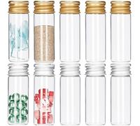 SUNNYCLUE 40 Mini Bocaux en Verre de 12 ML avec Bouchons à Vis en Aluminium, Mini Flacons en Verre, Petites Bouteilles en Verre, Tube à Essai, Bouteille D'Échantillon de Message en Verre pour Cadeaux