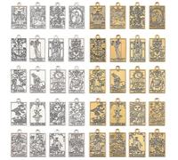 SUNNYCLUE 40 pièce 20 styles de Breloques de Tarot Breloques de Voyance en | Pendentifs Amulettes Rectangulaires en Argent et Or Tibétain Symboles de Divination pour la Création de Bijoux Colliers et Br