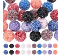 SUNNYCLUE 40 pièces 10 couleurs Perles de Bubble-Gum en Vrac Stylos à Perles Perles Grosses Bubblegum AB Couleur Sucre Rond Mélangé Opaque Acrylique Perles Stylos Perle pour la Fabrication de Bijoux B
