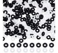SUNNYCLUE 400 pièce de 2 couleurs de Bouchons en Caoutchouc Joints Toriques Perles D'Espacement en Caoutchouc Petit Donut en Silicone Noir et Blanc Localisateur Perles de Verrouillage à Clip Réutilisa