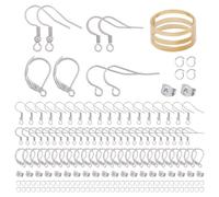 SUNNYCLUE 421Pcs Résultats de Boucles D'Oreilles en Acier Inoxydable Kits de Crochets de Boucles D'Oreilles en Argent Petit Kit de Fabrication de Boucles D'Oreilles Françaises avec Crochet à Levier en