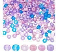 SUNNYCLUE 600 pcs Perles de Poney en Vrac 6x9 mm Perle de Poney en Plastique Opaque Perle de Poney Transparent Bleu Violet Rose Poney Artisanat Perle Kandi Perle Cheveux Tresse Perles pour la Fabricat